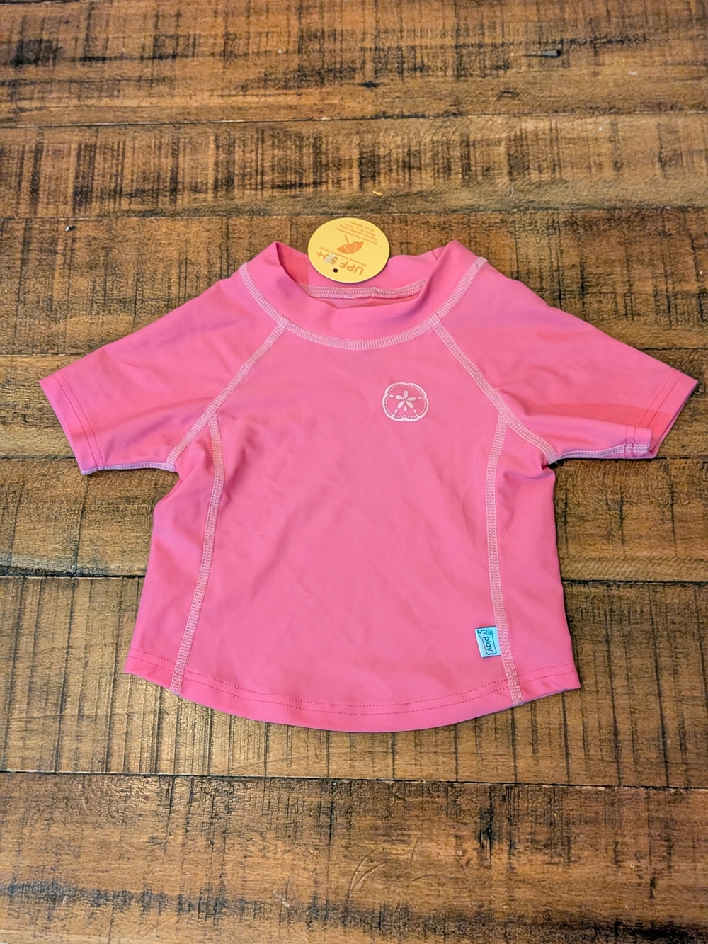 i play. Baby Pink Short-Sleeve Rashguard Swim Shirt, New, 6-12m